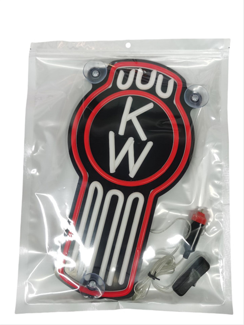 AAT-LZ35194KW Suministros de automóviles que se pueden adsorber en el vidrio del automóvil, el color es opcional y soporta lámparas de atmósfera de neón LED con el logotipo KW personalizado.