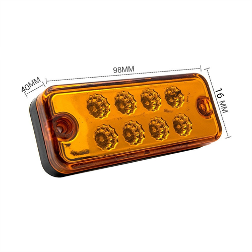 AAT-ML211-8 Luz LED de posición lateral para coche, lámpara impermeable de 12V y 24V, color rojo ámbar, 8 luces LED