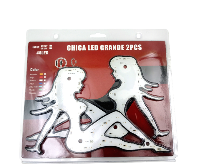AAT-SL2019 CHICA LED/LED SILUETA MUJER/SILUETA CHICA/CHICAS LED EN DIFERENTES COLORES,INCLUYE VENTOSA PARA PEGAR AL VIDRIO 