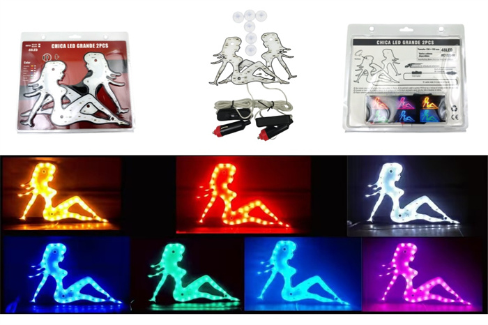 AAT-SL2019 CHICA LED/LED SILUETA MUJER/SILUETA CHICA/CHICAS LED EN DIFERENTES COLORES,INCLUYE VENTOSA PARA PEGAR AL VIDRIO 