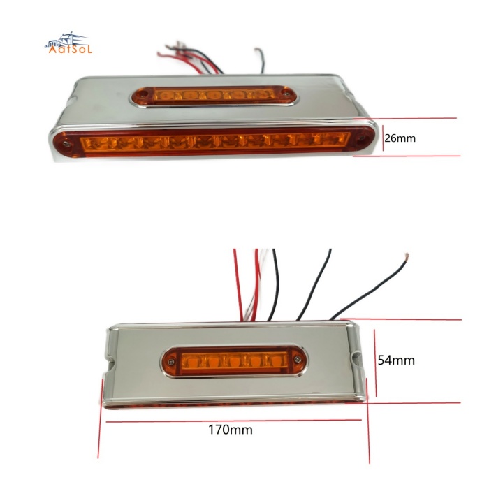 AAT-ML901-25 Red/amber high-power waterproof LED small oval, LED taillights, for trucks, trailers and heavy-duty trucks