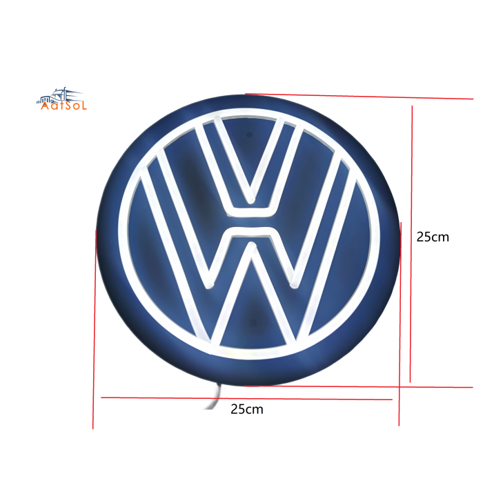 AAT-LZ2525VW LUZ NEON LOGO Color disponible  Sirve para VW 25*25CM con encendedor de cigarrillos