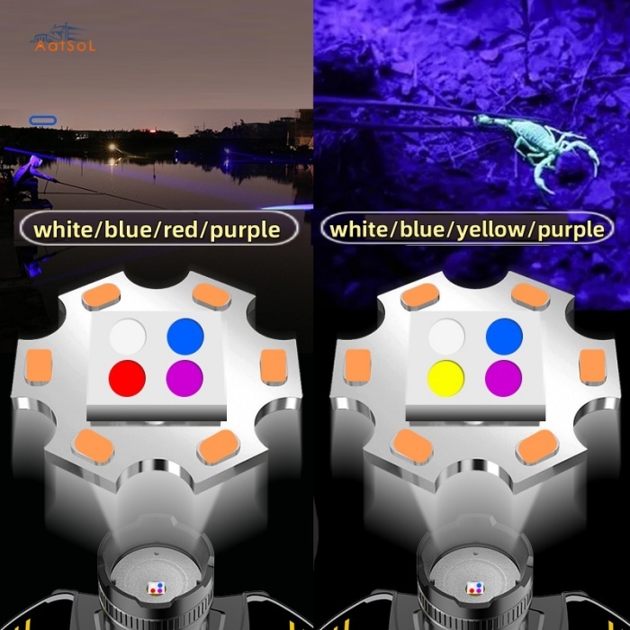 AAT-HL2-WBRP Linterna frontal para pesca, minería nocturna, viajes al aire libre, cuatro luces, potente iluminación remota, batería recargable, aleación de aluminio