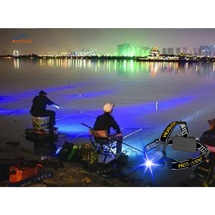 AAT-HL2-WBRP Linterna frontal para pesca, minería nocturna, viajes al aire libre, cuatro luces, potente iluminación remota, batería recargable, aleación de aluminio