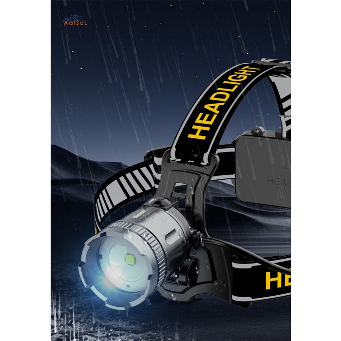 AAT-HL2-WBRP Linterna frontal para pesca, minería nocturna, viajes al aire libre, cuatro luces, potente iluminación remota, batería recargable, aleación de aluminio
