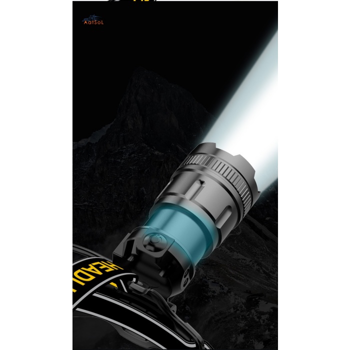 AAT-HL2-WBRP Linterna frontal para pesca, minería nocturna, viajes al aire libre, cuatro luces, potente iluminación remota, batería recargable, aleación de aluminio