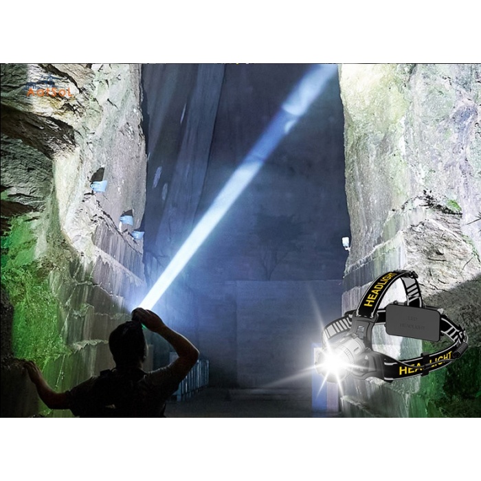 AAT-HL2-WBRP Linterna frontal para pesca, minería nocturna, viajes al aire libre, cuatro luces, potente iluminación remota, batería recargable, aleación de aluminio