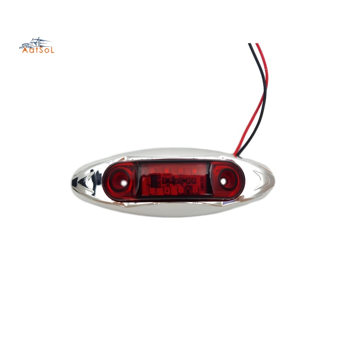 AAT-ML410-8 8LED Red Chrome LED Marker Light 10-30V Indicator Lamp for Truck Trailer Van Pickup Boat Bike Cars