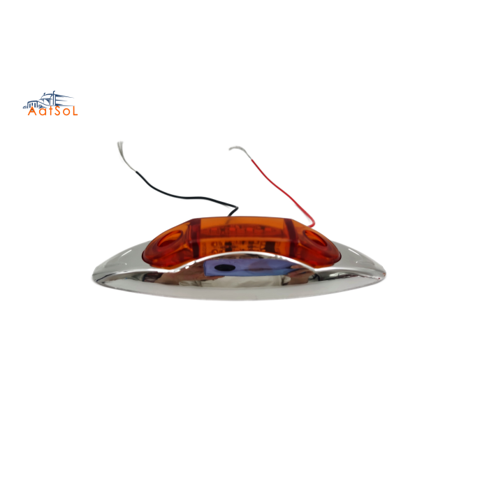 AAT-ML410-8 8LED Red Chrome LED Marker Light 10-30V Indicator Lamp for Truck Trailer Van Pickup Boat Bike Cars
