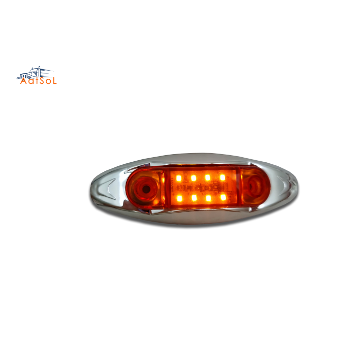 AAT-ML410-8 8LED Red Chrome LED Marker Light 10-30V Indicator Lamp for Truck Trailer Van Pickup Boat Bike Cars