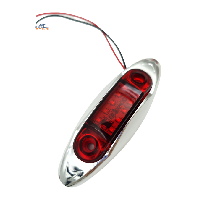 AAT-ML410-8 8LED Red Chrome LED Marker Light 10-30V Indicator Lamp for Truck Trailer Van Pickup Boat Bike Cars