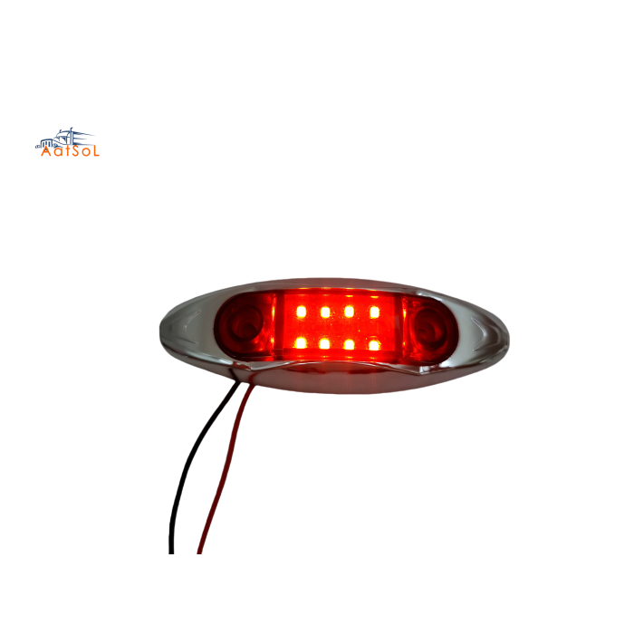 AAT-ML410-8 8LED Red Chrome LED Marker Light 10-30V Indicator Lamp for Truck Trailer Van Pickup Boat Bike Cars