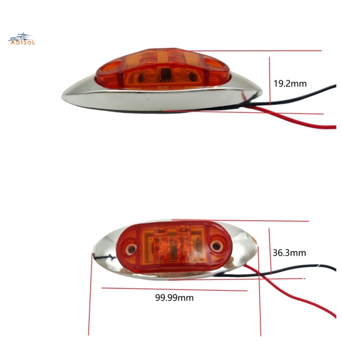 AAT-ML407-2 Luz de posición lateral cromada para camión, 10-30 V, LED, luces de señalización lateral, lámpara de posición con soporte cromado