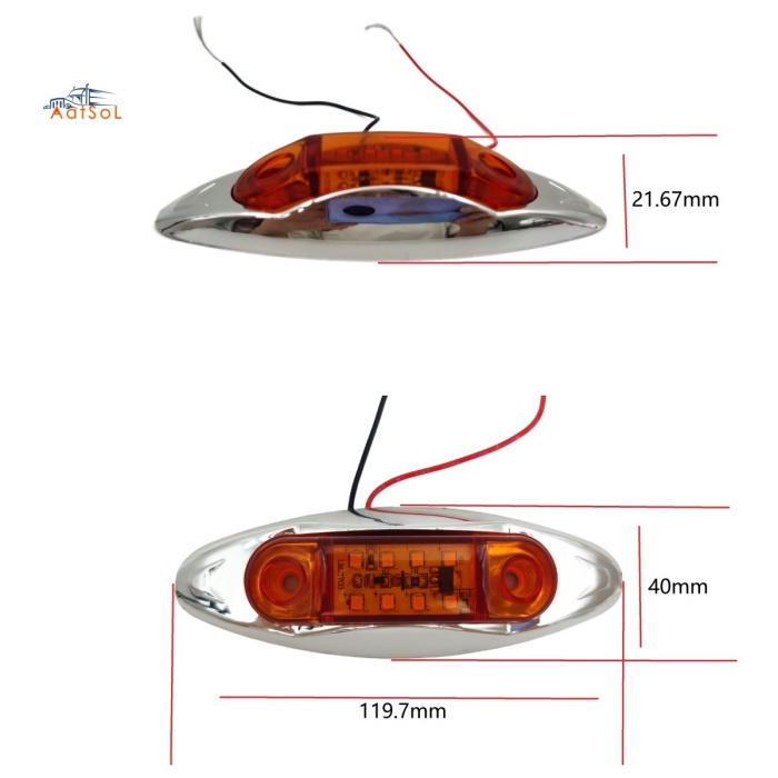 AAT-ML410-8 Luz de posición lateral cromada para camión, 10-30 V, LED, luces de señalización lateral, lámpara de posición con soporte cromado