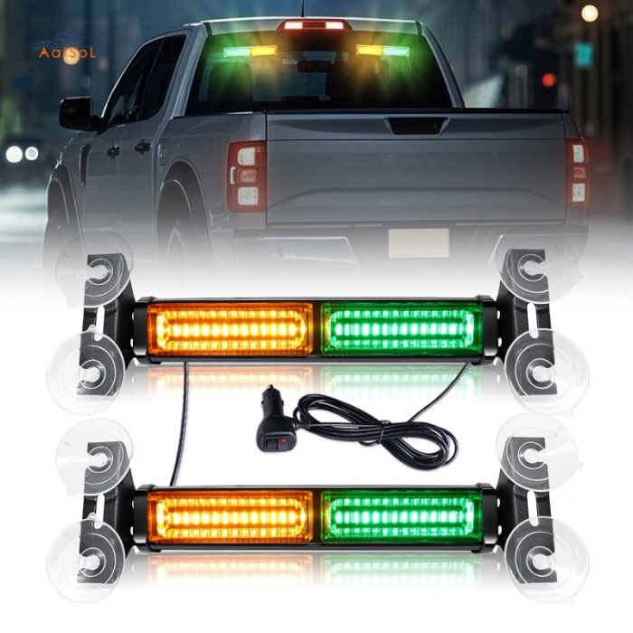AAT-FE208 Luces estroboscópicas LED para tablero de automóvil, luces intermitentes de emergencia para parabrisas, barra de luz de advertencia con montaje con ventosas