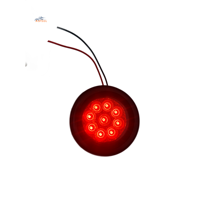 AAT-ML704-9 Round Trailer Truck Light, 9LED Red Side Marker Clearance Lights, 2 Inch Side Fender Panel Lights