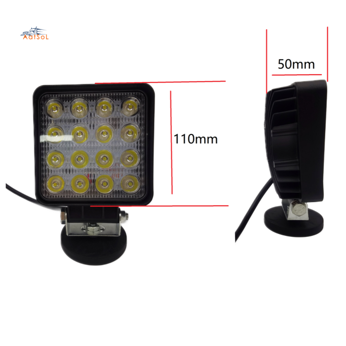 AAT-4048A1-50mmB High Bright 48W Square Trailer Vehicle LED Work Light Spot Tractor off Road Truck Auto Car Fog Light