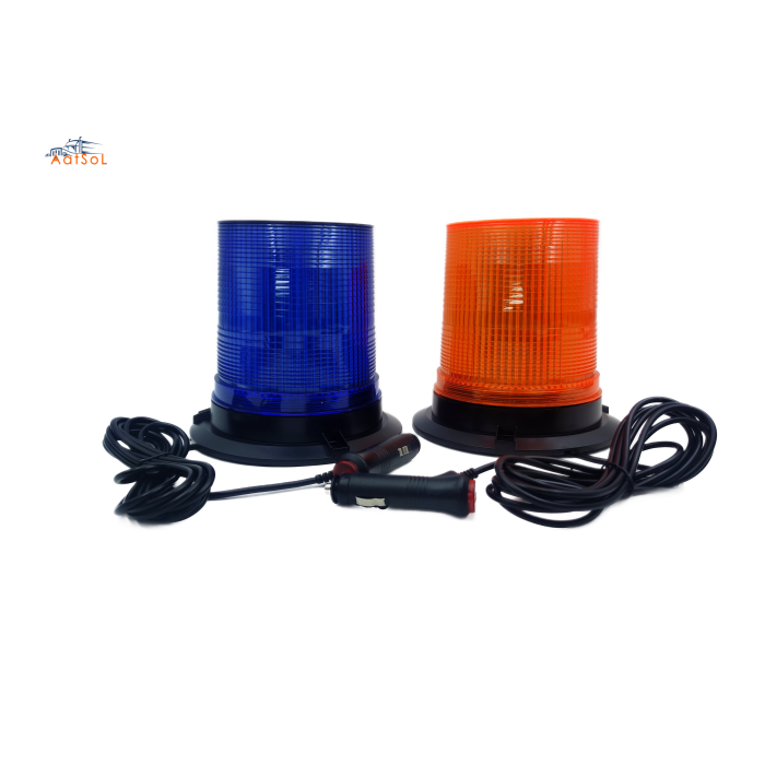 AAT-LED-012 DC9-48V 5730 LED Blue Rotary Warning Lamp Blue Amber Beacons LED Strobe Flash Heavy Duty Vehicle with Aluminum Base Glue PC