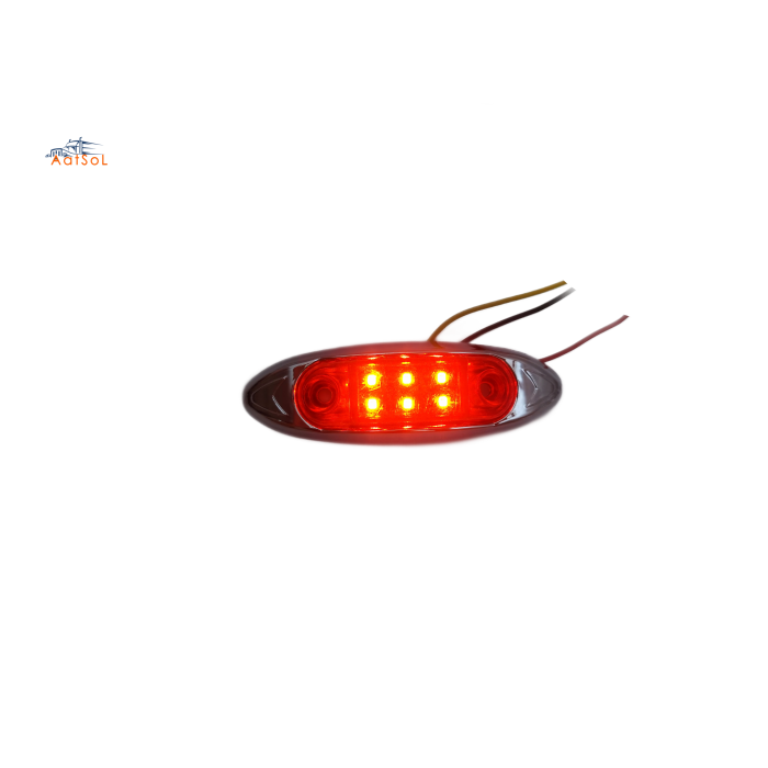 AAT-ML427-6 Side LED Marker Light for Truck and Trailer Clearance Light Red 10-30V 6LED Strobing Auto Marker Lamp
