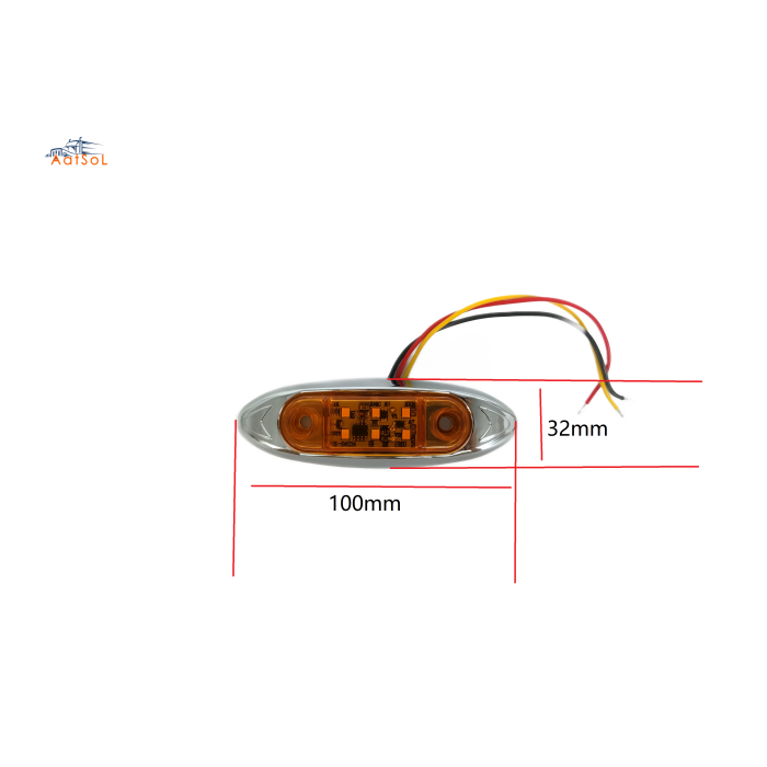AAT-ML427-6 Side LED Marker Light for Truck and Trailer Clearance Light Red 10-30V 6LED Strobing Auto Marker Lamp