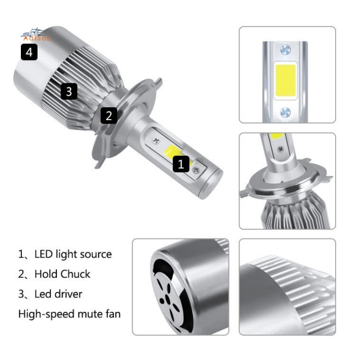 C6 H4 Car Light Accessories C6 H4 H13 9004 9007 Auto Lighting System 36W 6000K H4 9005 9006 LED Headlight Bulb