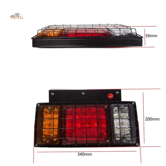 AAT-R1002-40 High-Quality Bright LED Truck Tail Light Black Metal Back Cover 40 Bead Metal Grid Car Customize Tail Lights