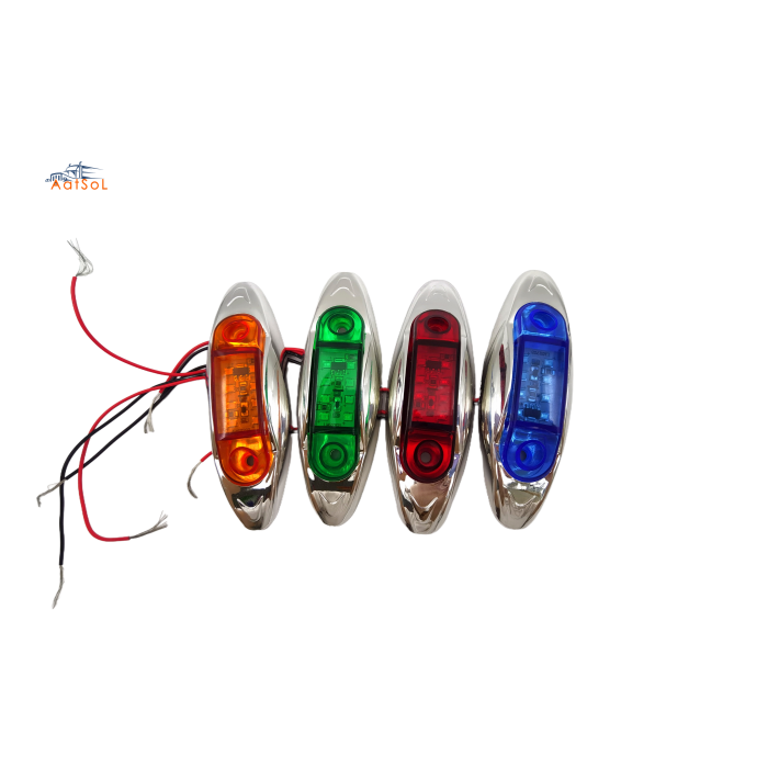 AAT-ML410-8 Luz de posición lateral cromada para camión, 10-30 V, LED, luces de señalización lateral, lámpara de posición con soporte cromado