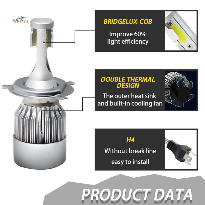 C6 H4 Accesorios para faros delanteros de coche C6 H4 H13 9004 9007, sistema de iluminación automático, 36 W, 6000 K, H7 9005 9006, bombilla LED