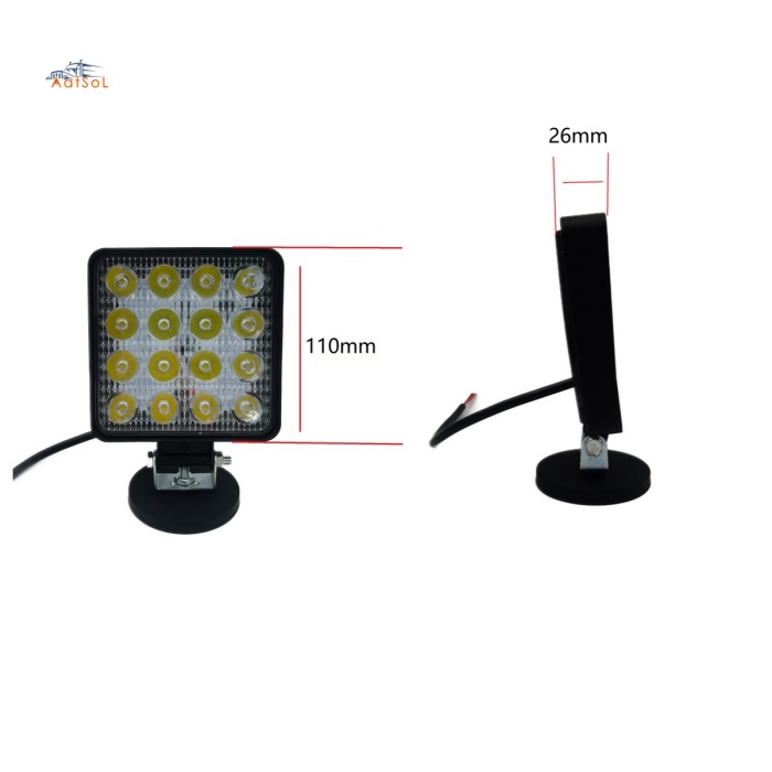 AAT-4048A1-26mm Luz de trabajo LED cuadrada de 48 W de alto brillo para remolque, tractor, camión todoterreno, luz antiniebla para automóvil