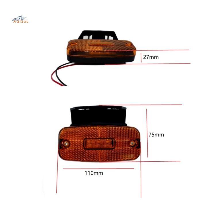 AAT-ML328-3J 10-30V LED Side Marker Light with Brackets Orange Position Light and Reflector for Truck Trailers and Caravans