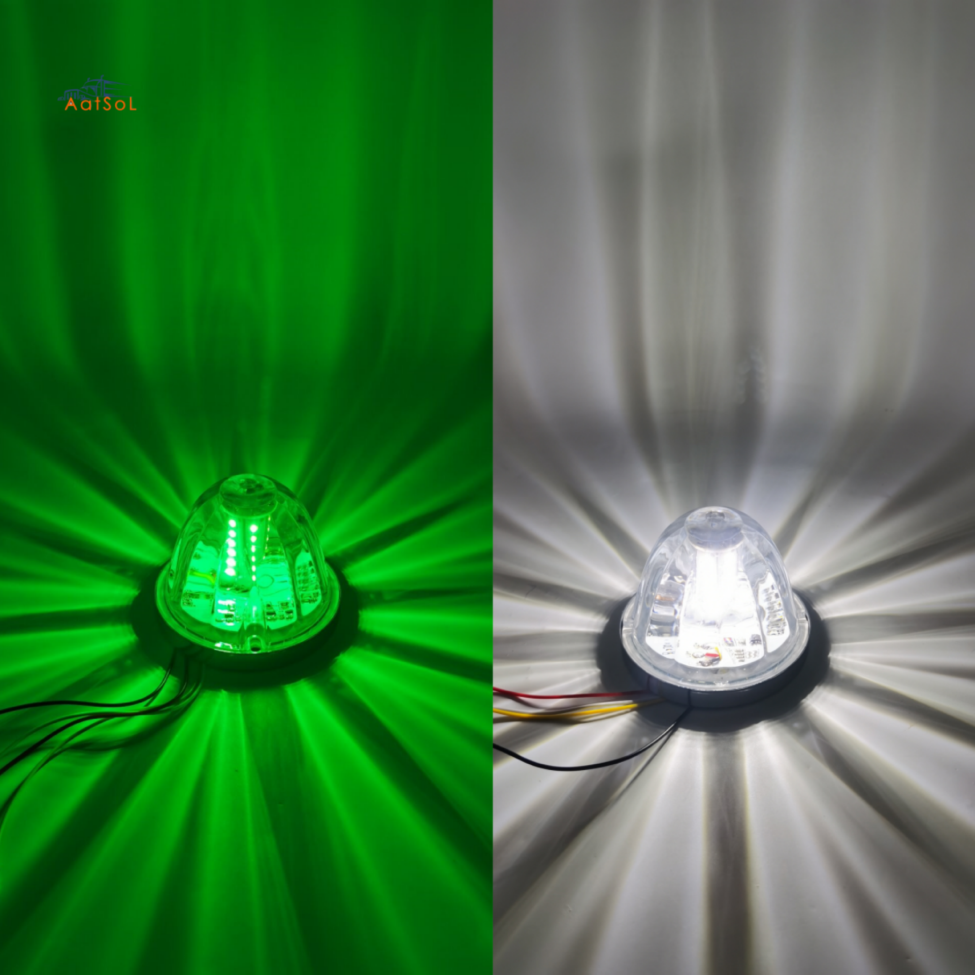 AAT-ML442-RB30 Luces de posición con lente transparente de sandía, giratorias, de 10 a 30 V CC, para cualquier luz decorativa blanca, para camiones, remolques y motocicletas.