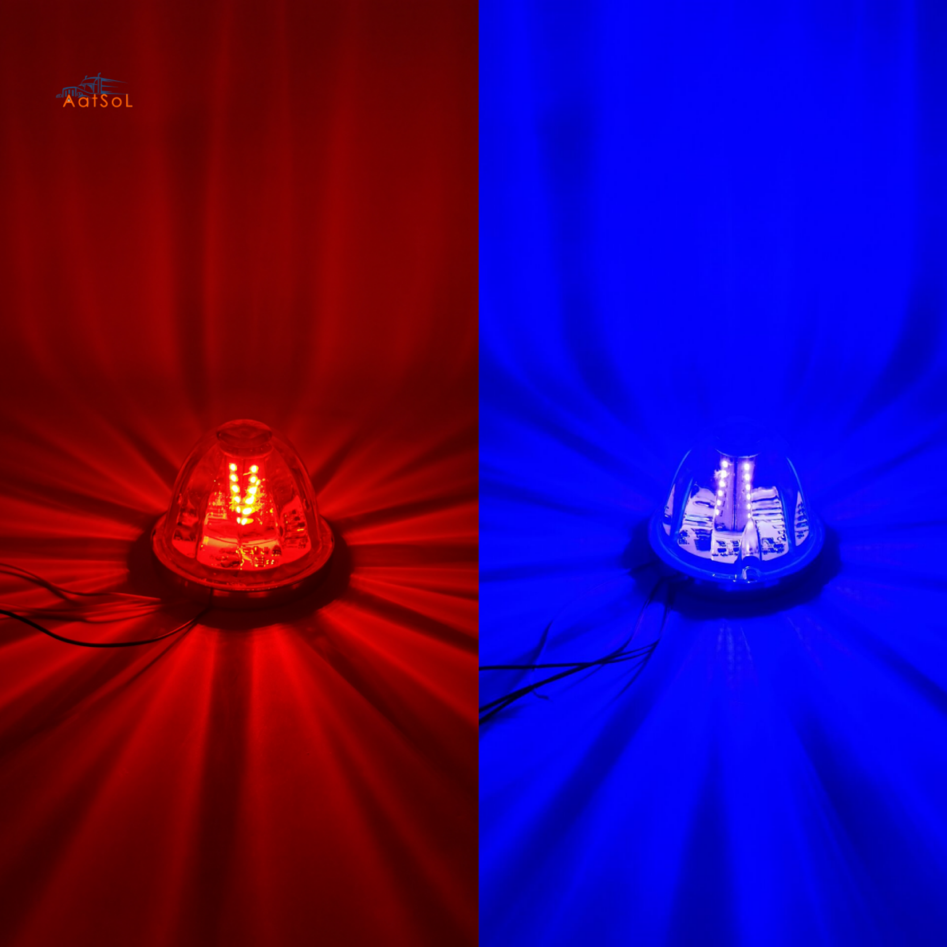 AAT-ML442-RB30 Luces de posición con lente transparente de sandía, giratorias, de 10 a 30 V CC, para cualquier luz decorativa blanca, para camiones, remolques y motocicletas.